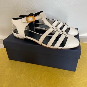 TRADEMARK Scallop Glazed Kid Skin Sandal